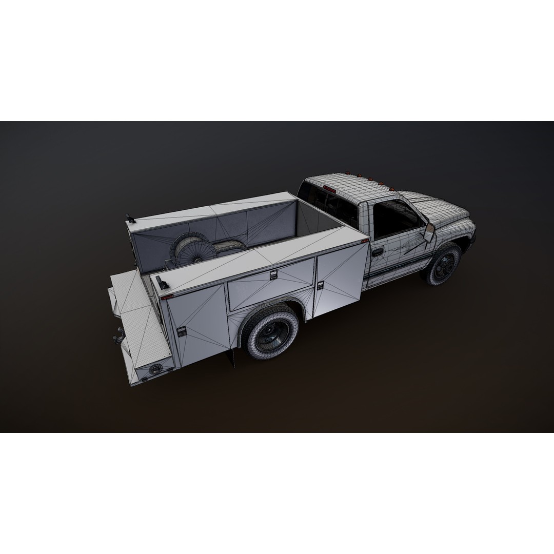 Dodge Ram 1995 Service Truck 3D Model – Low Poly Game Ready FBX - View 27
