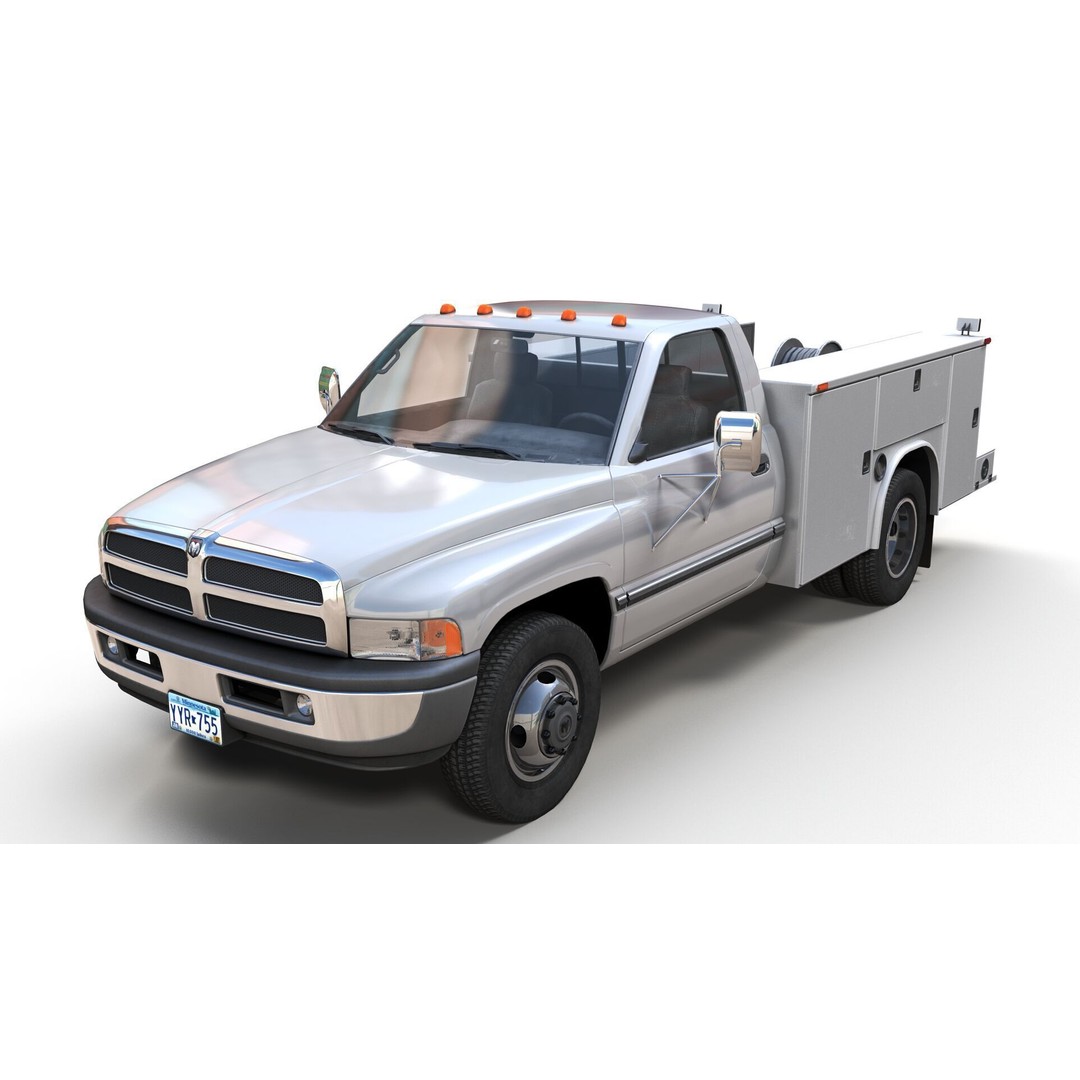 Dodge Ram 1995 Service Truck 3D Model – Low Poly Game Ready FBX - View 3