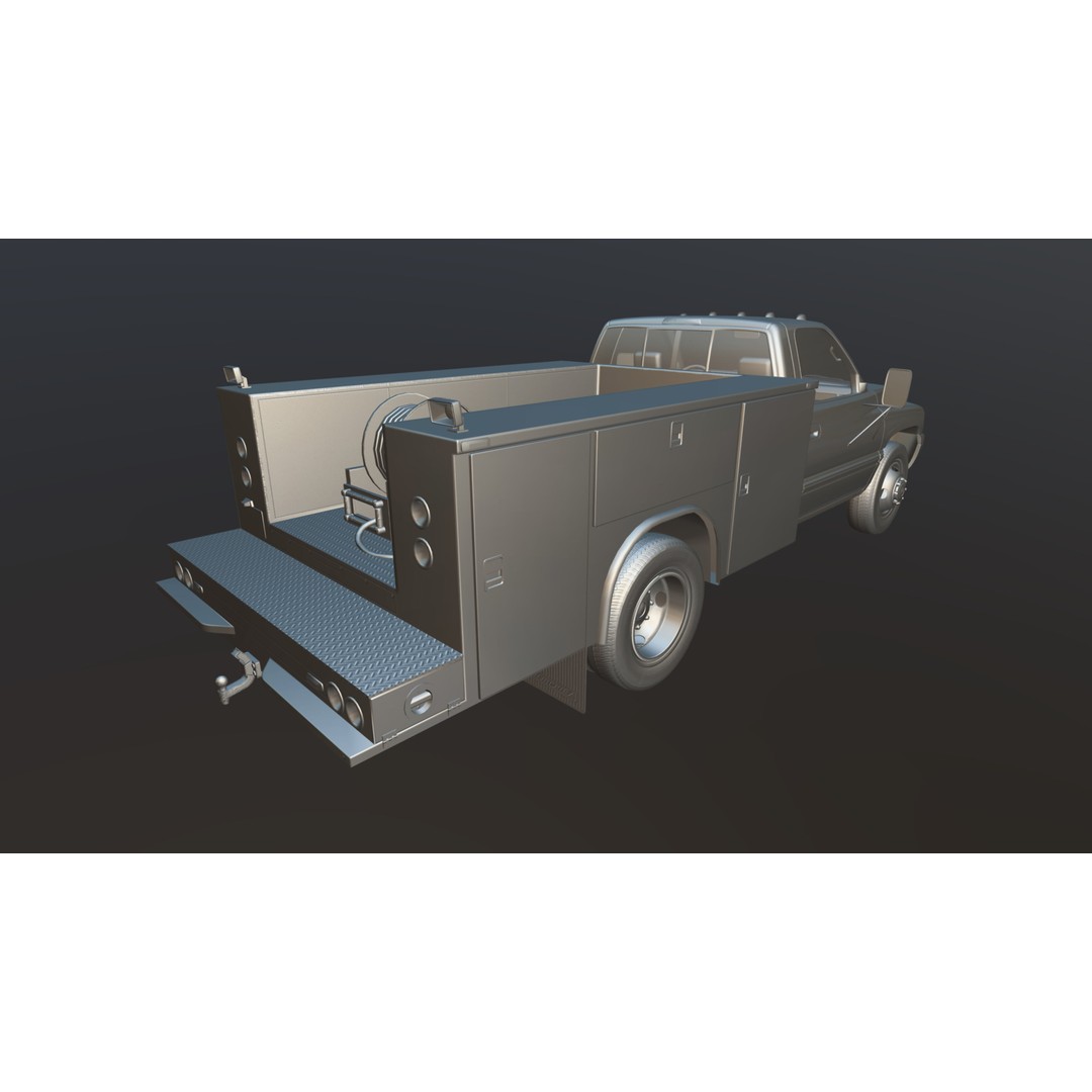 Dodge Ram 1995 Service Truck 3D Model – Low Poly Game Ready FBX - View 30