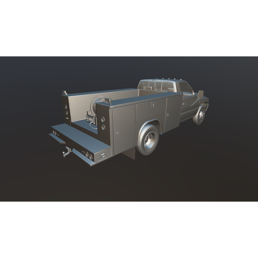 Dodge Ram 1995 Service Truck 3D Model – Low Poly Game Ready FBX - View 31