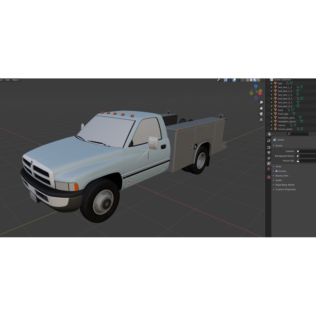 Dodge Ram 1995 Service Truck 3D Model – Low Poly Game Ready FBX - View 32