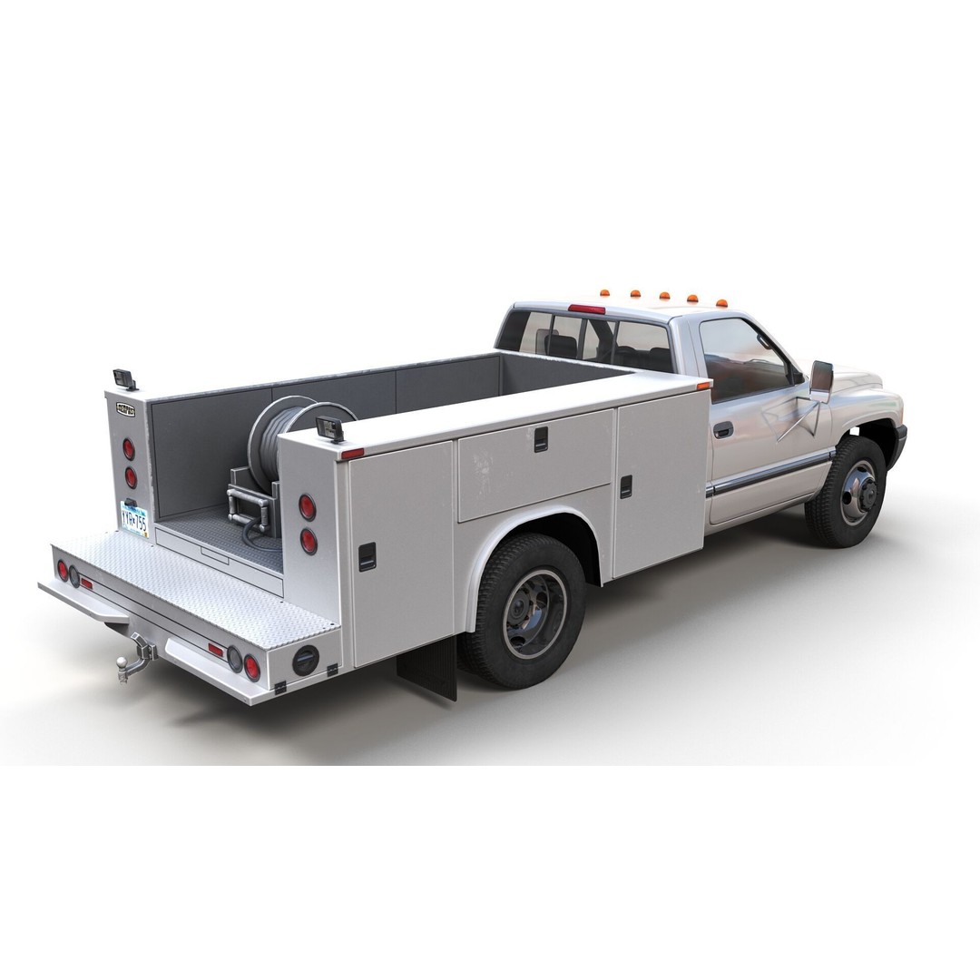 Dodge Ram 1995 Service Truck 3D Model – Low Poly Game Ready FBX - View 4