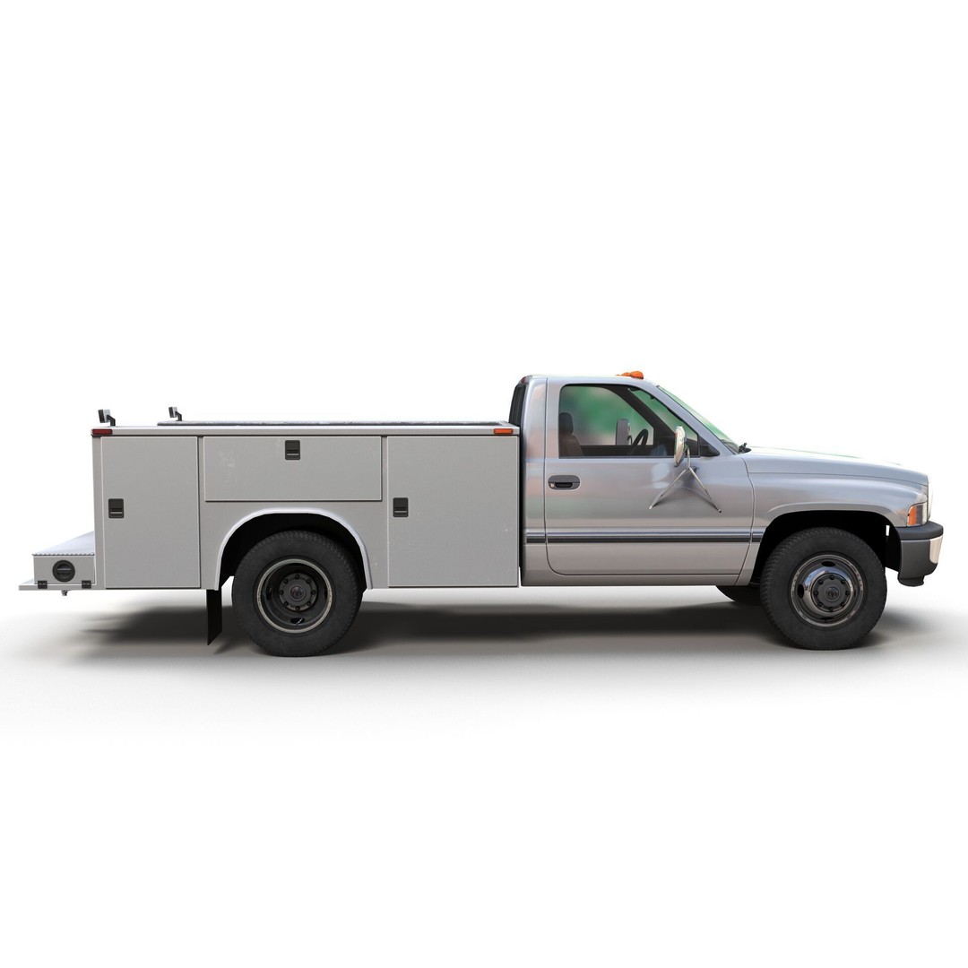 Dodge Ram 1995 Service Truck 3D Model – Low Poly Game Ready FBX - View 5
