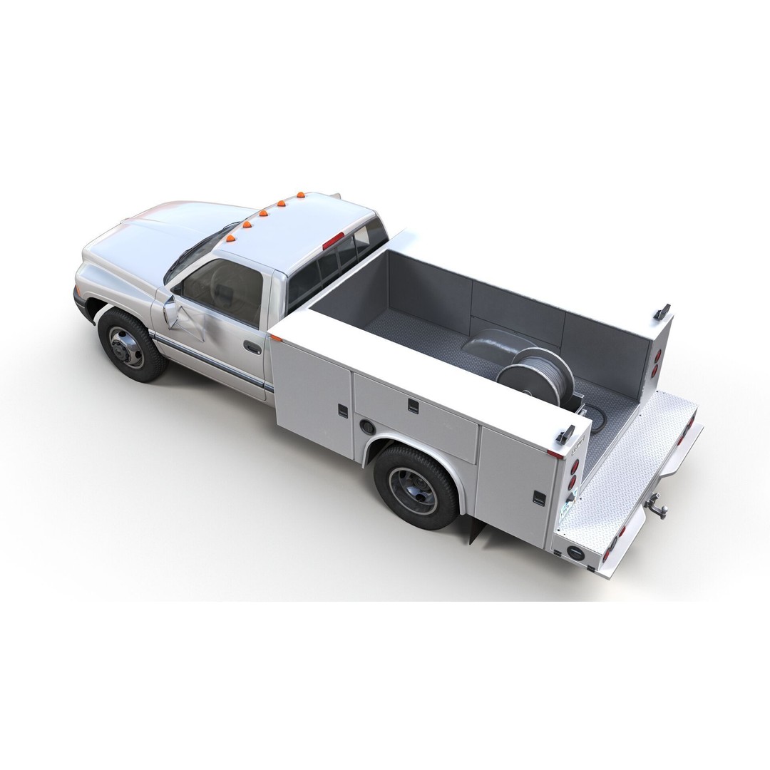 Dodge Ram 1995 Service Truck 3D Model – Low Poly Game Ready FBX - View 6