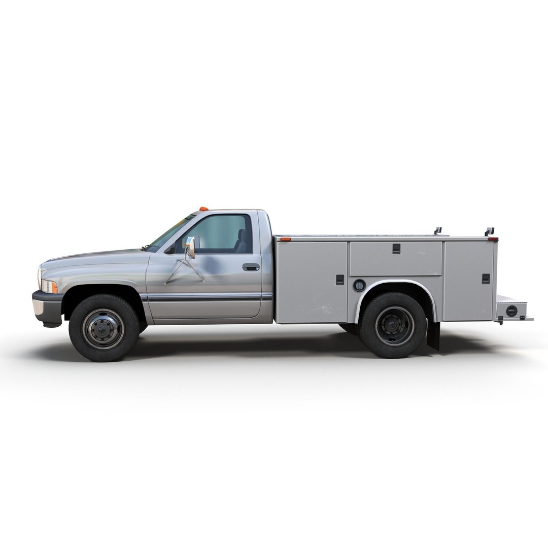 Dodge Ram 1995 Service Truck 3D Model – Low Poly Game Ready FBX - View 7