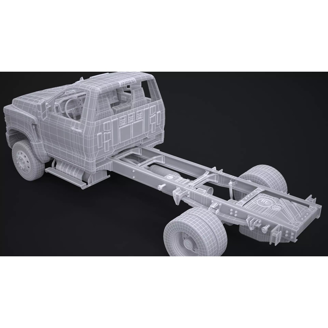 International CV Regular Cab 3D Model – Detailed Utility Truck, FBX