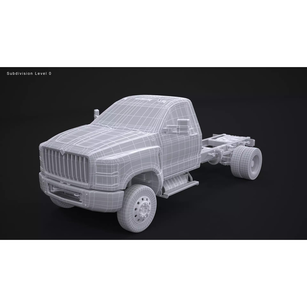 International CV Regular Cab 3D Model – Detailed Utility Truck, FBX - View 12