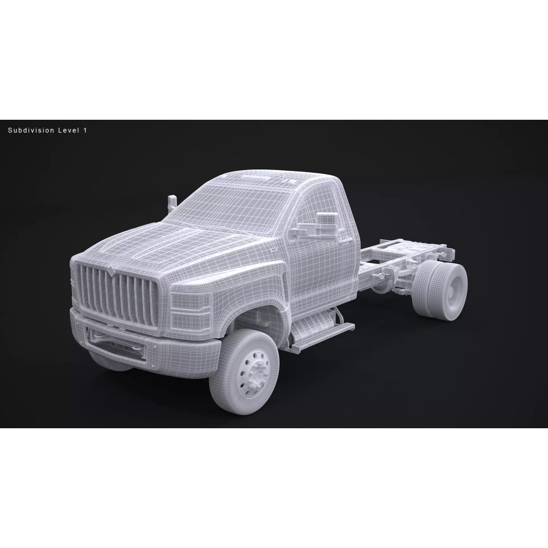 International CV Regular Cab 3D Model – Detailed Utility Truck, FBX - View 13