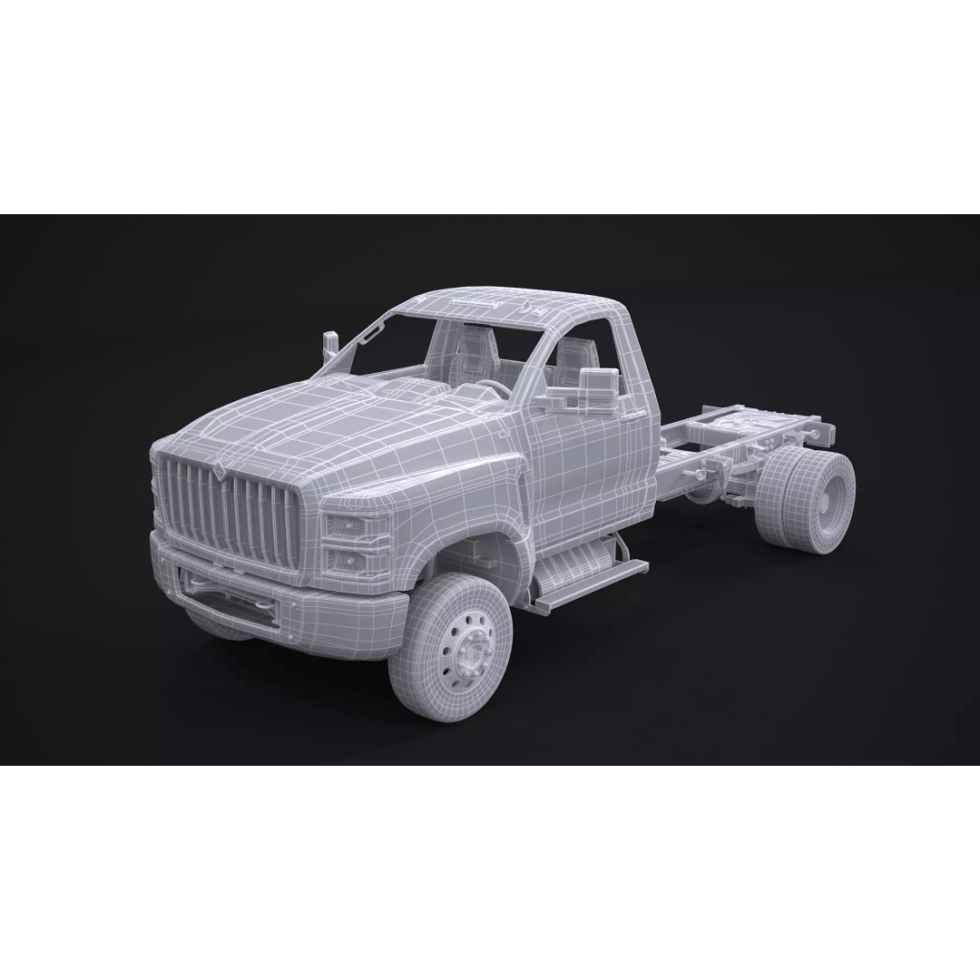 International CV Regular Cab 3D Model – Detailed Utility Truck, FBX - View 17
