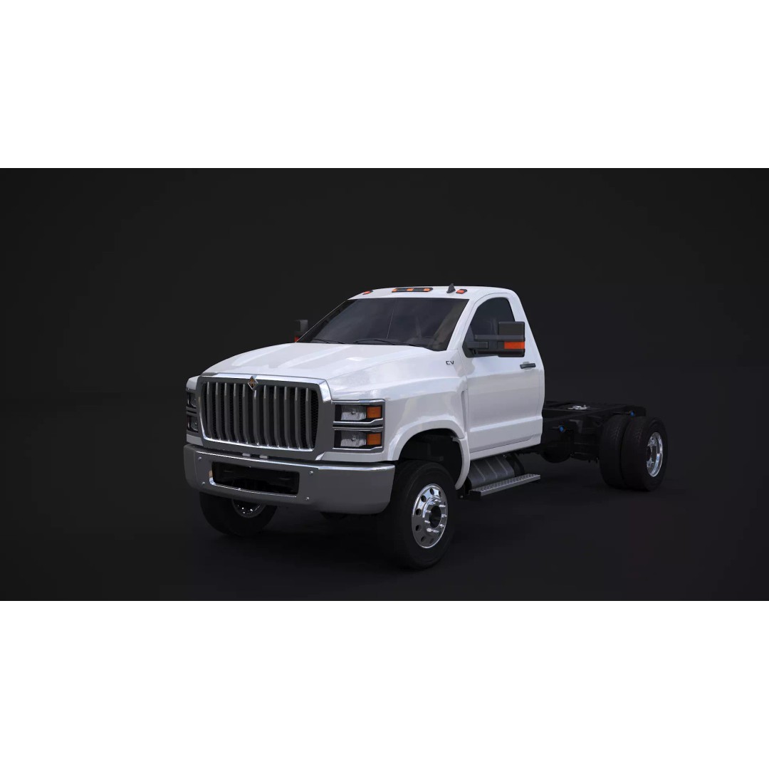 International CV Regular Cab 3D Model – Detailed Utility Truck, FBX - View 2