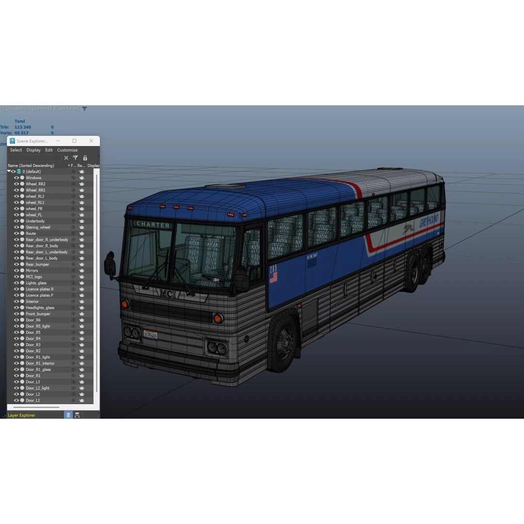 MCI 9 Bus 3D Model – Low Poly Game Ready Asset, FBX Format - View 50
