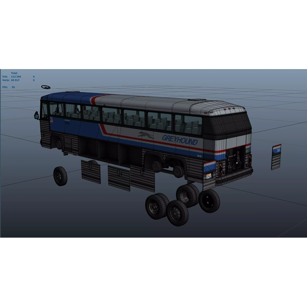 MCI 9 Bus 3D Model – Low Poly Game Ready Asset, FBX Format - View 53