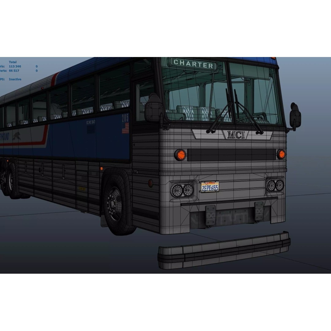 MCI 9 Bus 3D Model – Low Poly Game Ready Asset, FBX Format - View 58