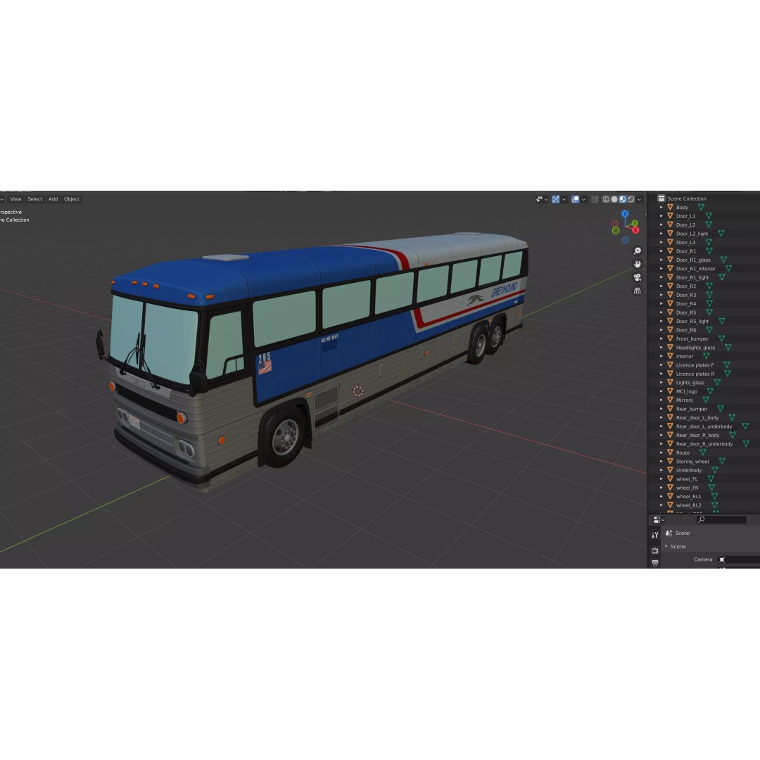 MCI 9 Bus 3D Model – Low Poly Game Ready Asset, FBX Format - View 62
