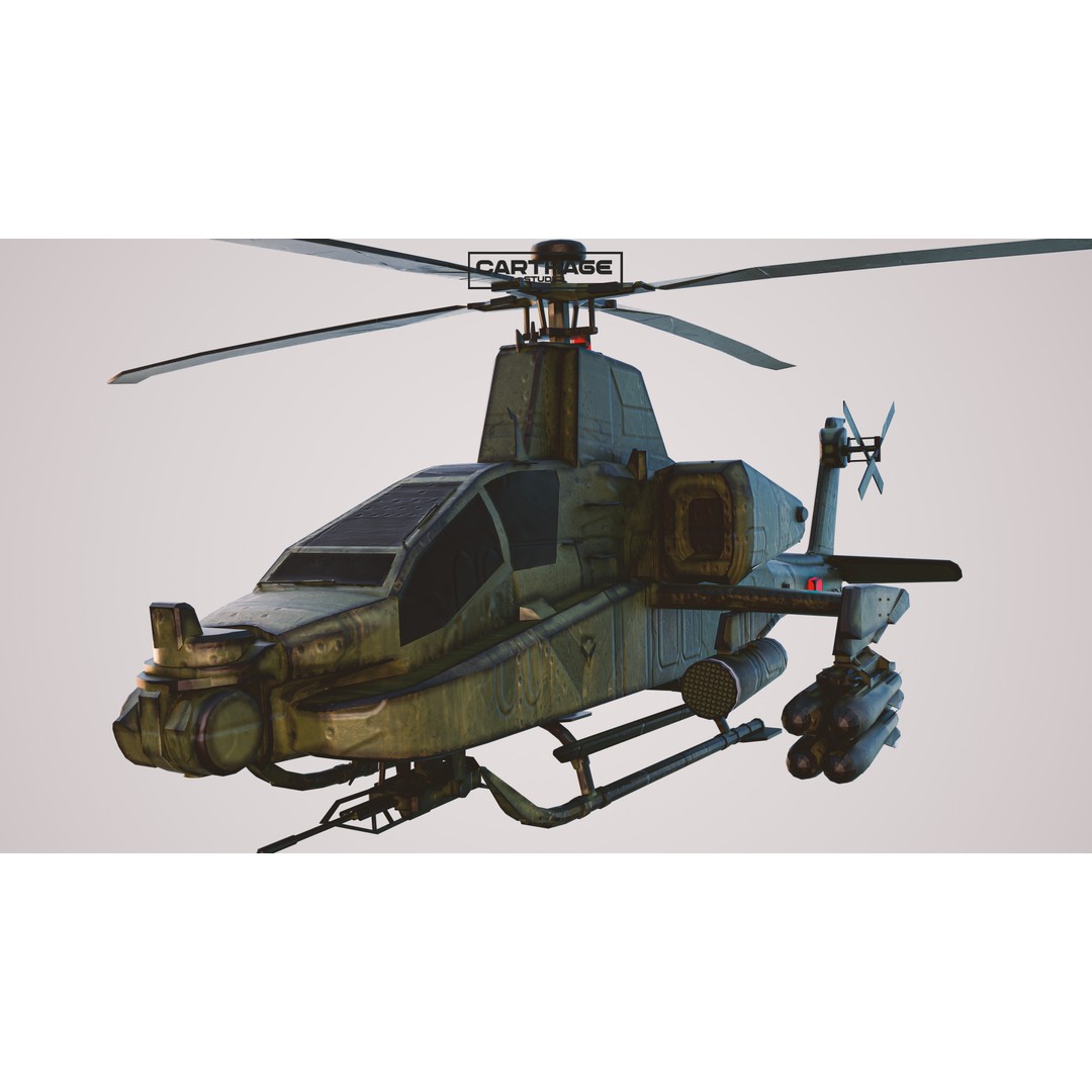Military Helicopter 3D Model – Low Poly Game Asset, FBX, PBR - View 11
