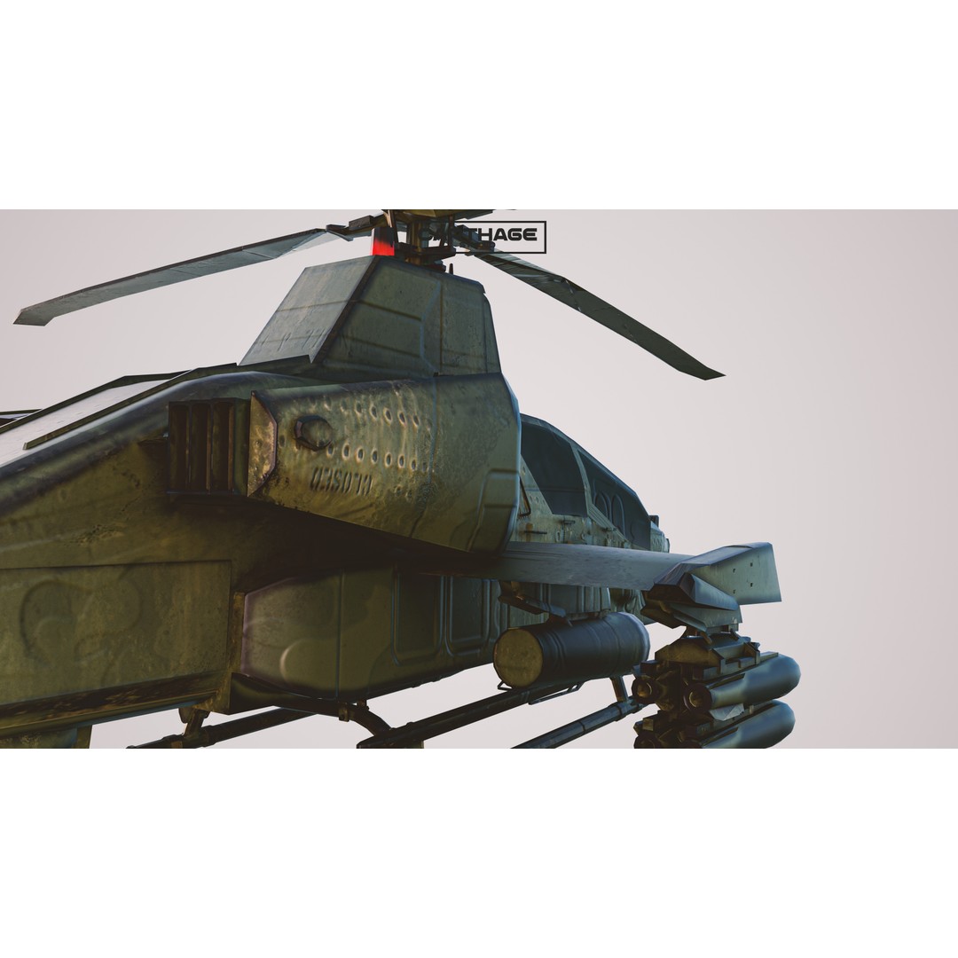 Military Helicopter 3D Model – Low Poly Game Asset, FBX, PBR - View 13