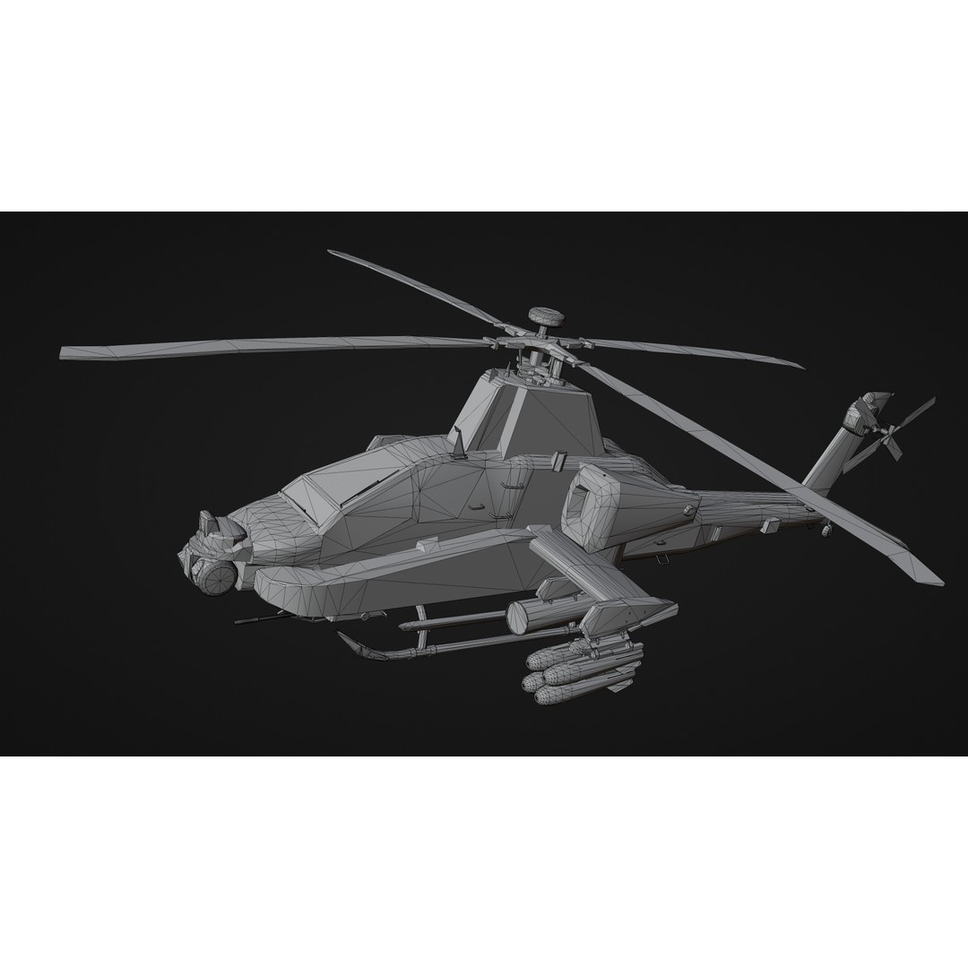 Military Helicopter 3D Model – Low Poly Game Asset, FBX, PBR - View 15