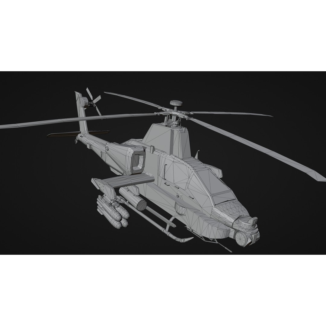 Military Helicopter 3D Model – Low Poly Game Asset, FBX, PBR - View 23