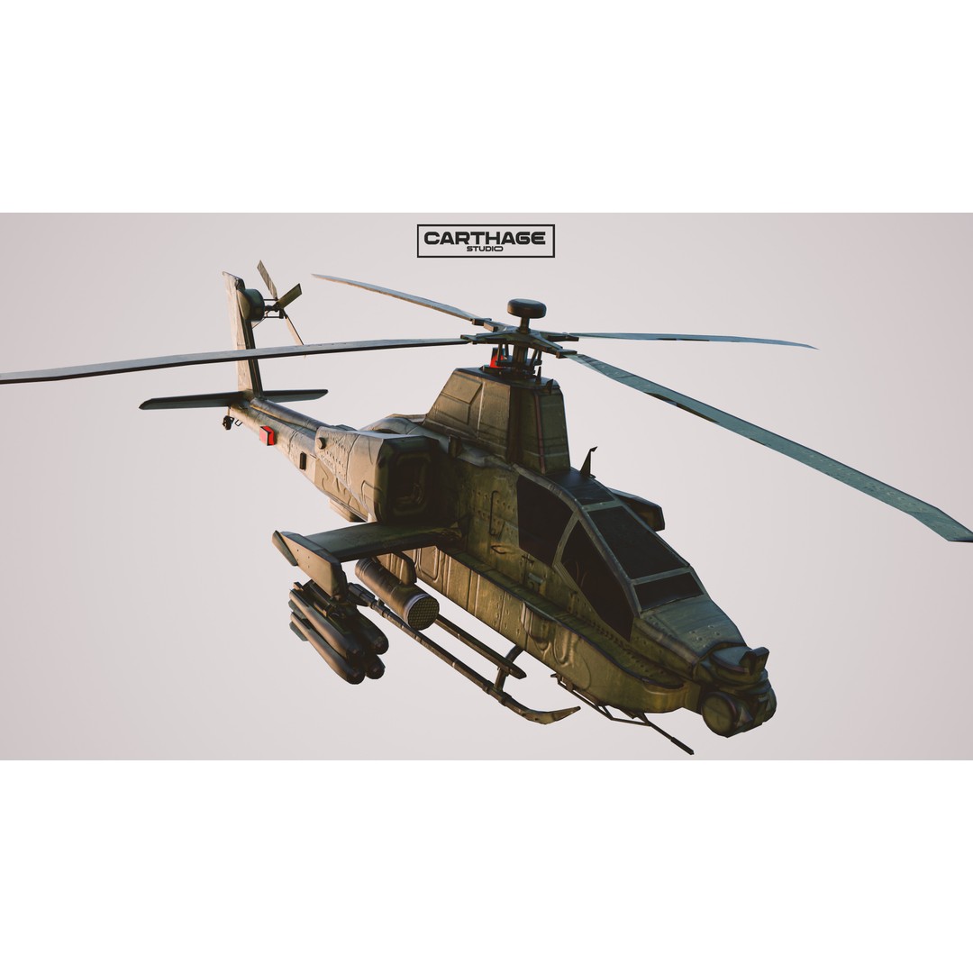 Military Helicopter 3D Model – Low Poly Game Asset, FBX, PBR - View 4