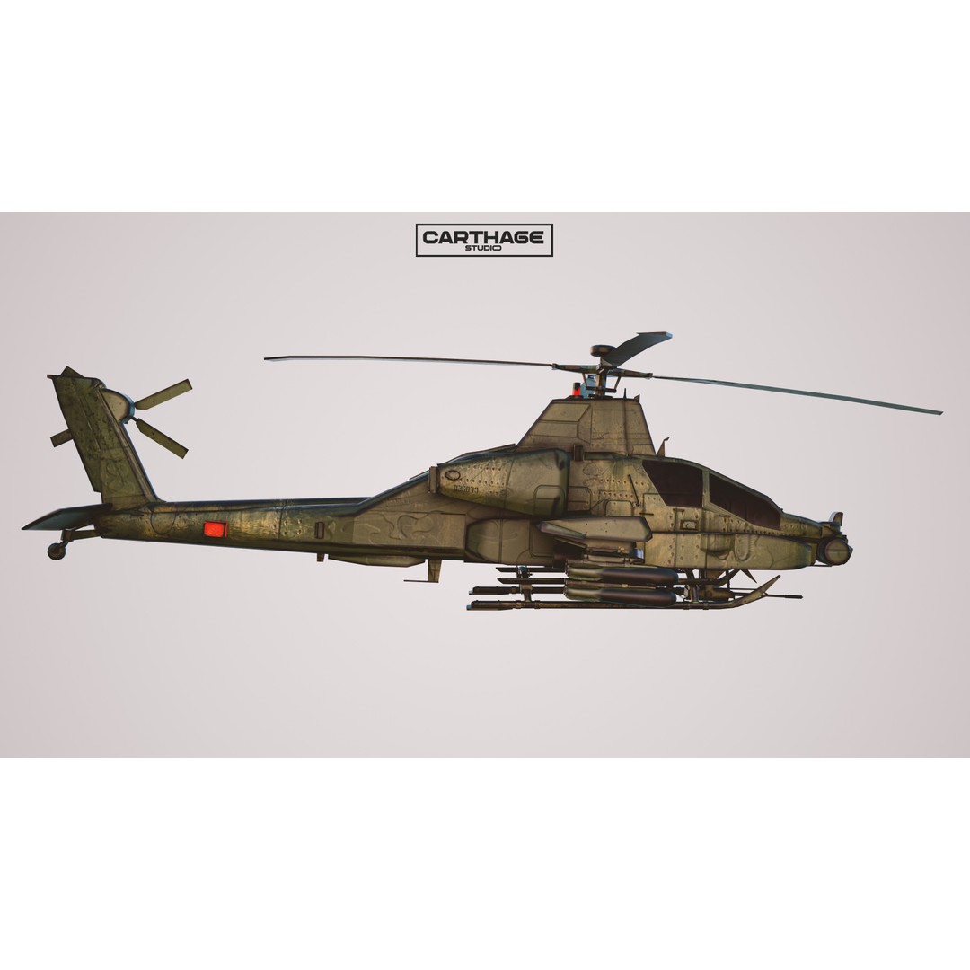 Military Helicopter 3D Model – Low Poly Game Asset, FBX, PBR - View 5