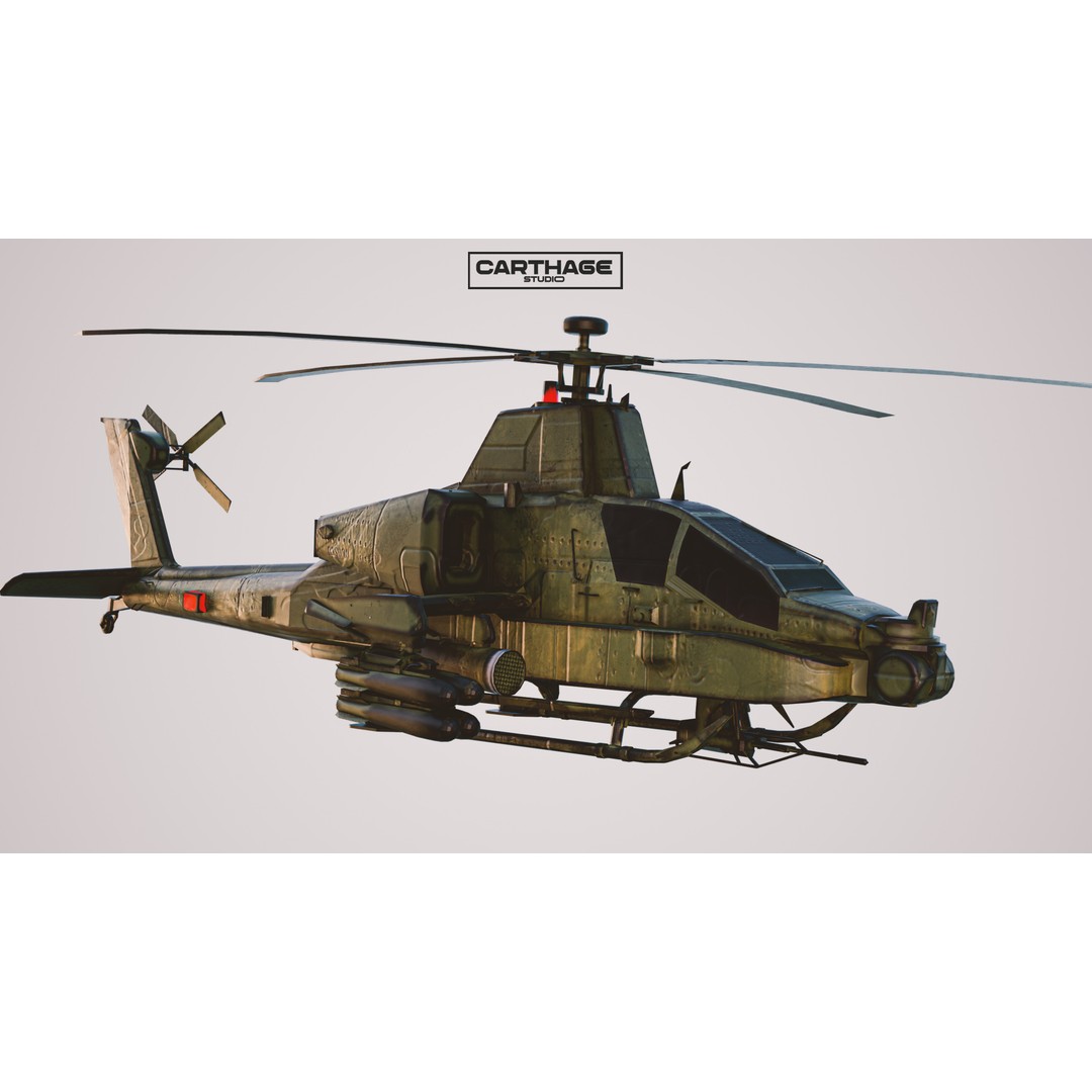 Military Helicopter 3D Model – Low Poly Game Asset, FBX, PBR - View 6