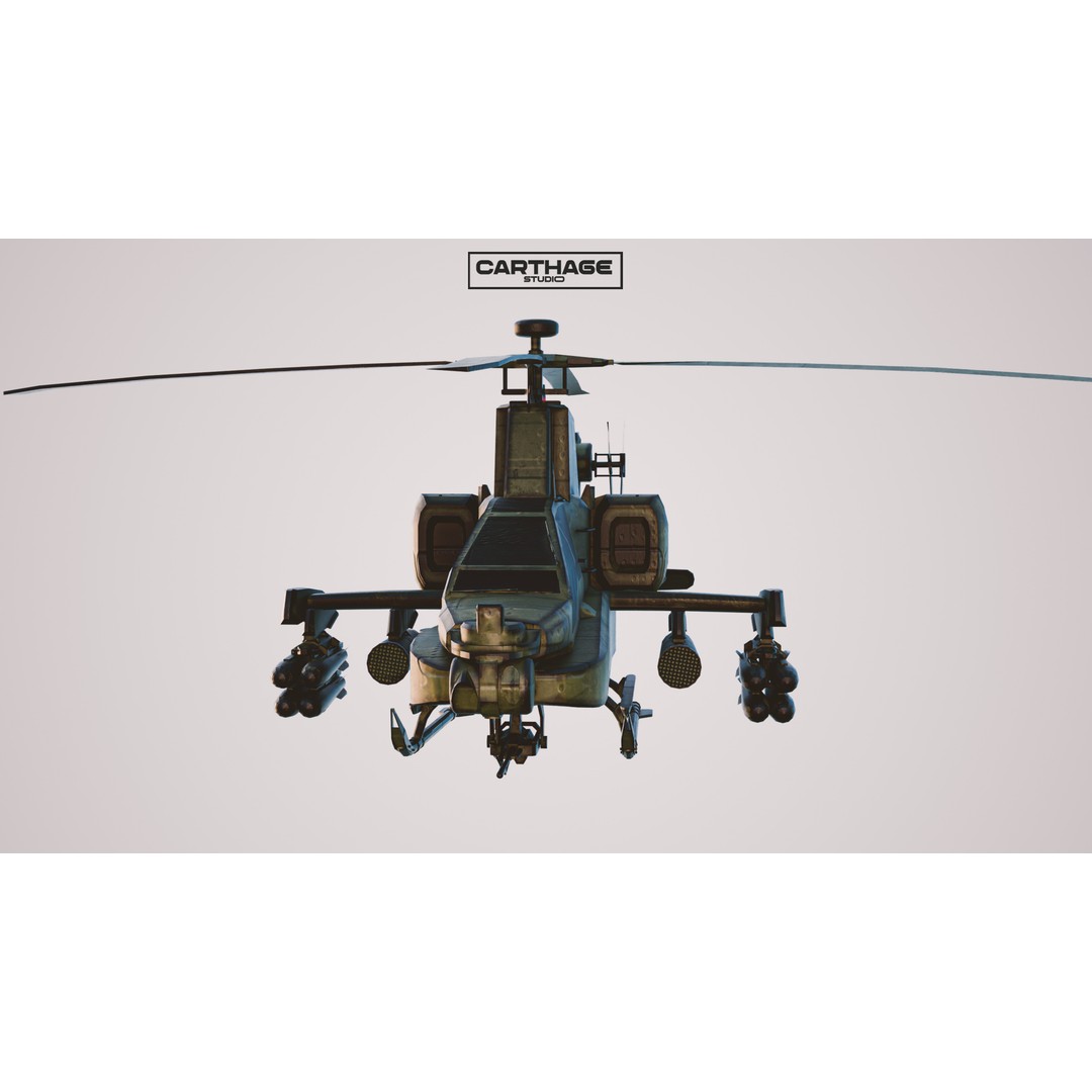 Military Helicopter 3D Model – Low Poly Game Asset, FBX, PBR - View 7