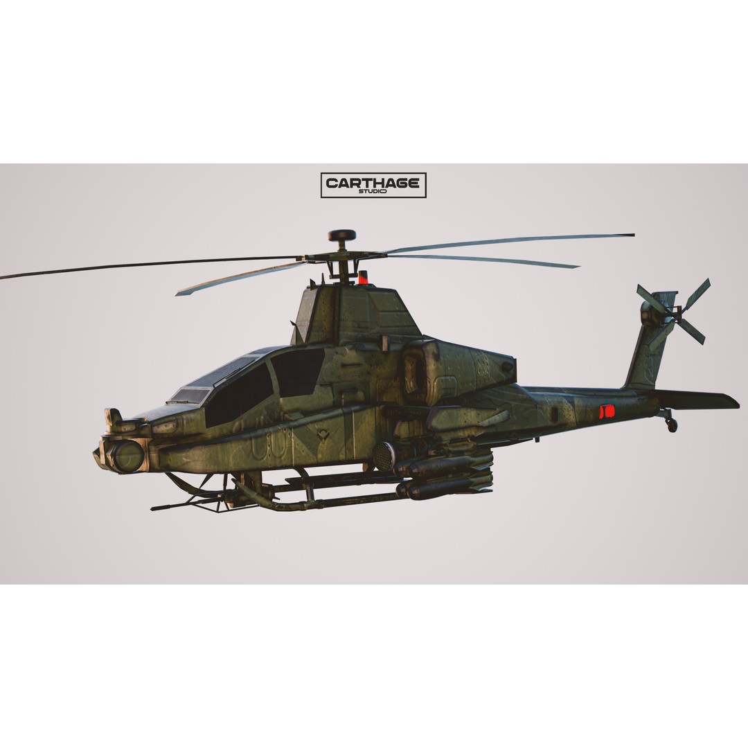 Military Helicopter 3D Model – Low Poly Game Asset, FBX, PBR - View 8