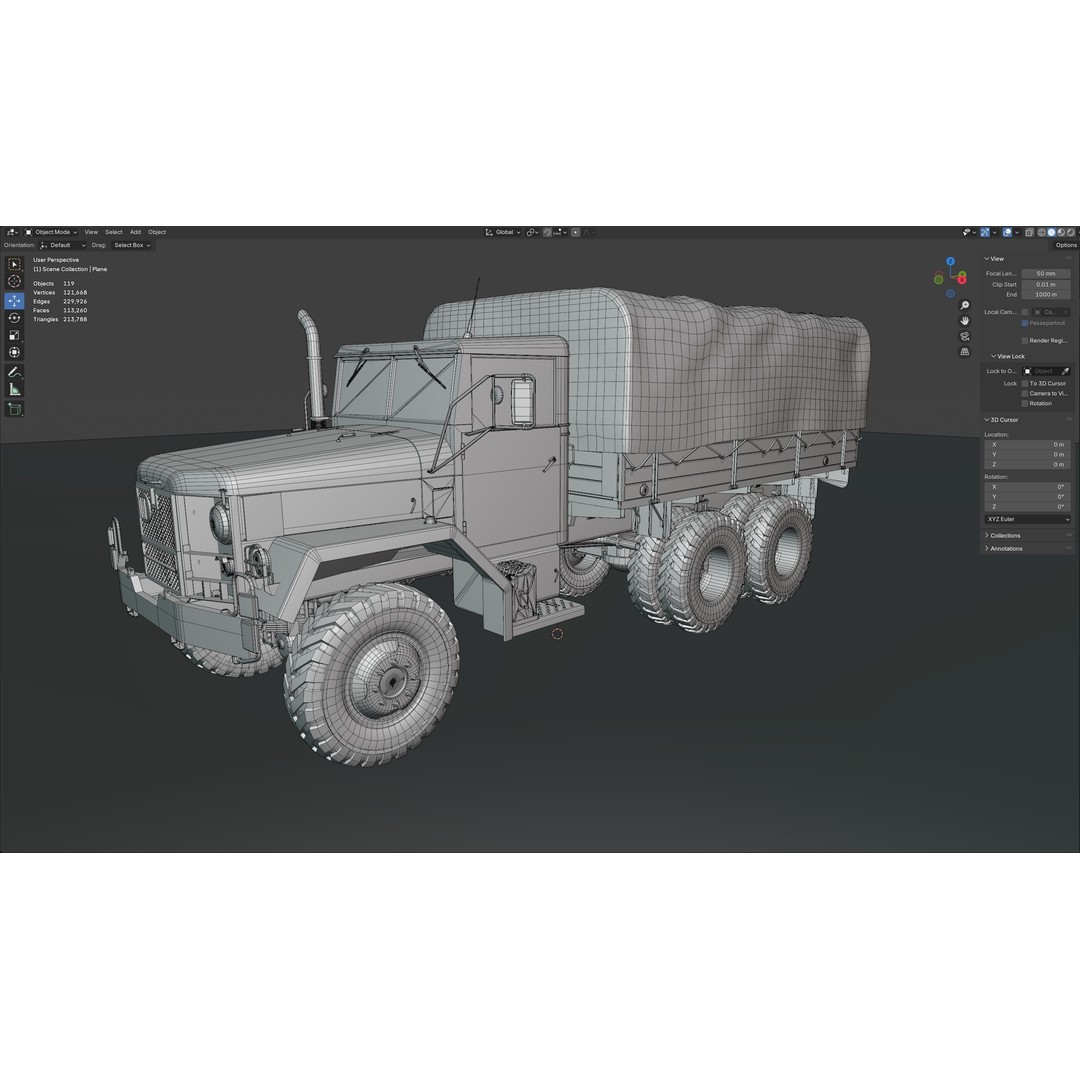 Military Cargo Truck m35a2 3D Model – Low Poly Game Asset, FBX, Blender