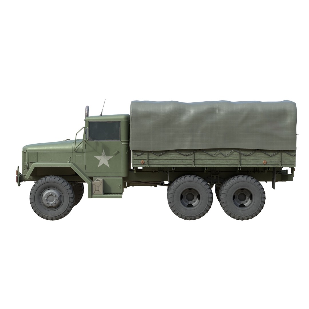 Military Cargo Truck m35a2 3D Model – Low Poly Game Asset, FBX, Blender - View 11