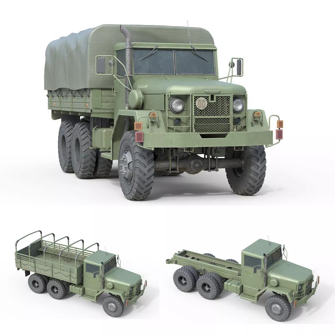 Military Cargo Truck m35a2 3D Model – Low Poly Game Asset, FBX, Blender - View 2