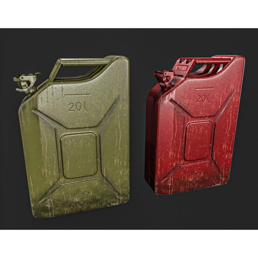 20L Fuel Tank 3D Model – Low Poly PBR Game Asset, FBX, OBJ - View 3