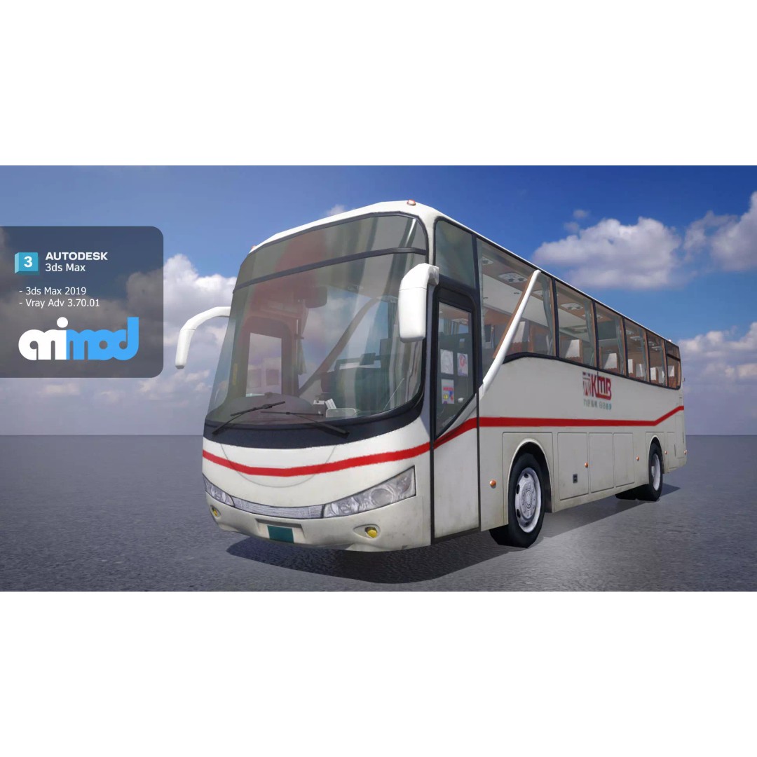 Hk Bus 3D Model – High Poly Game Asset with PBR Textures, FBX - View 2