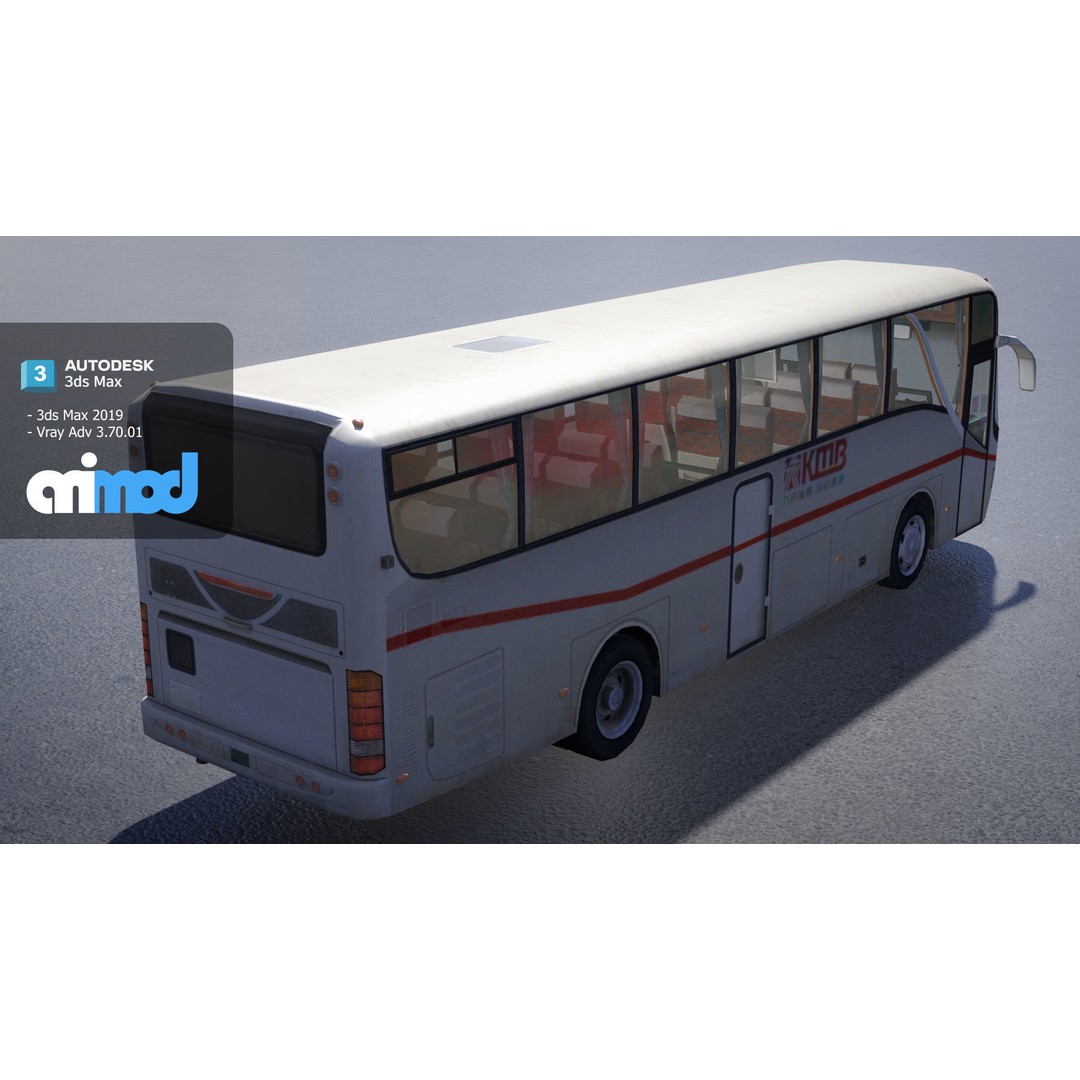 Hk Bus 3D Model – High Poly Game Asset with PBR Textures, FBX - View 3