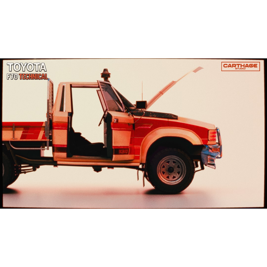 Toyota F70 Technical Pickup 3D Model – Low Poly Game Asset, FBX - View 11