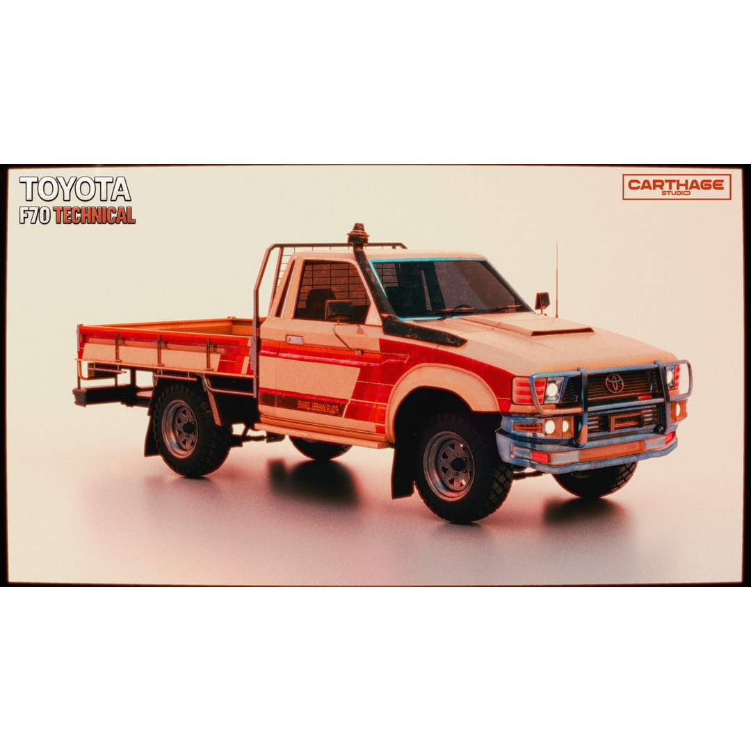 Toyota F70 Technical Pickup 3D Model – Low Poly Game Asset, FBX - View 12