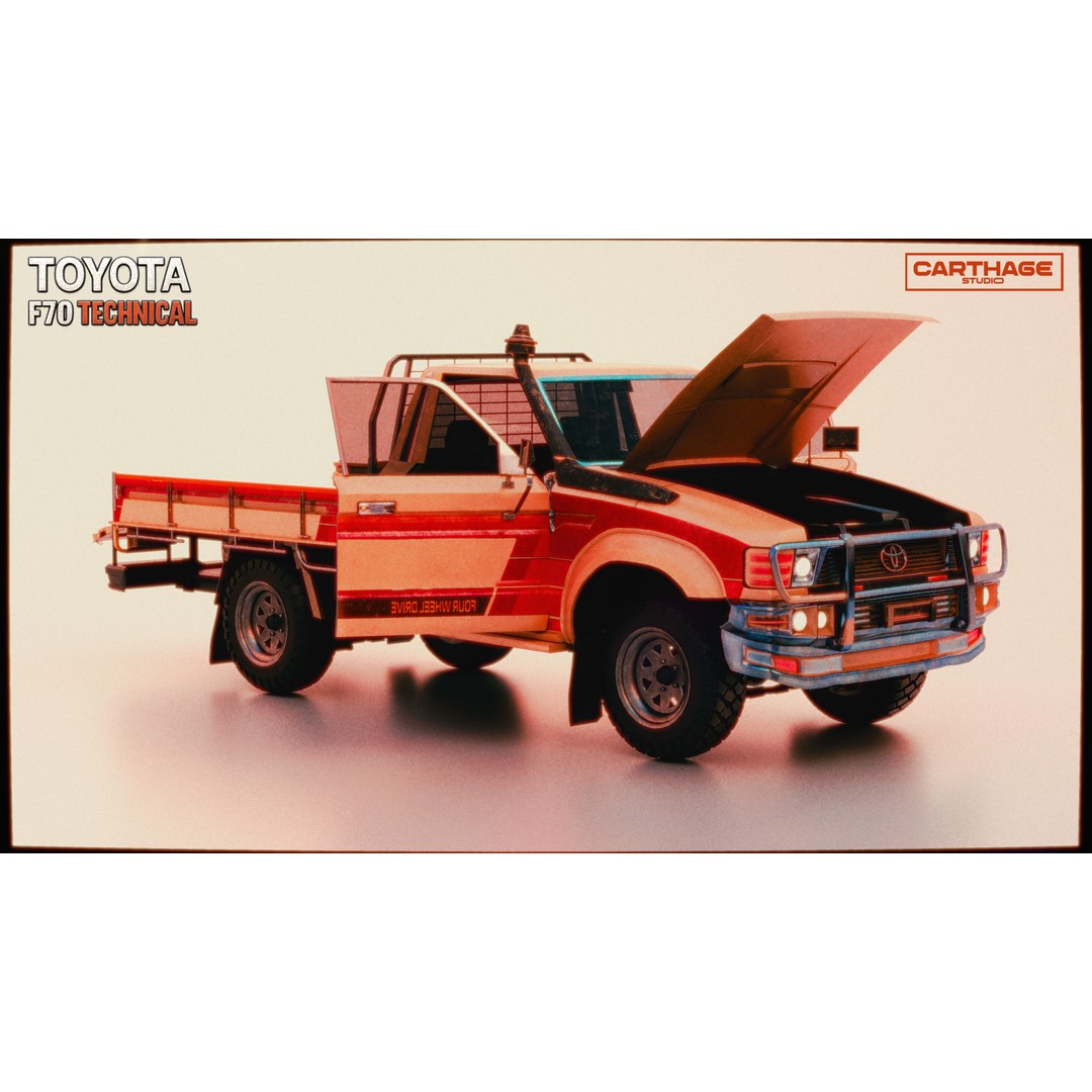 Toyota F70 Technical Pickup 3D Model – Low Poly Game Asset, FBX - View 13
