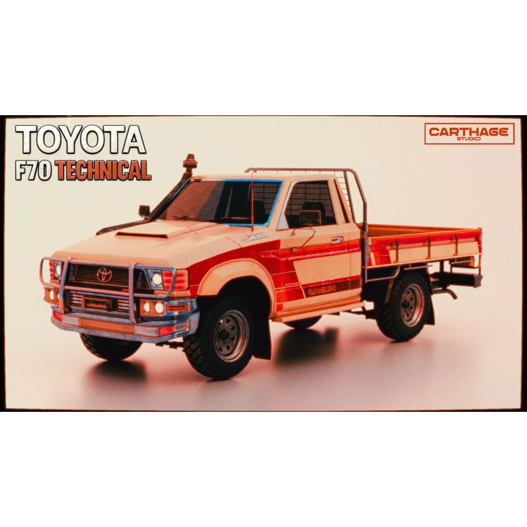 Toyota F70 Technical Pickup 3D Model – Low Poly Game Asset, FBX - View 2