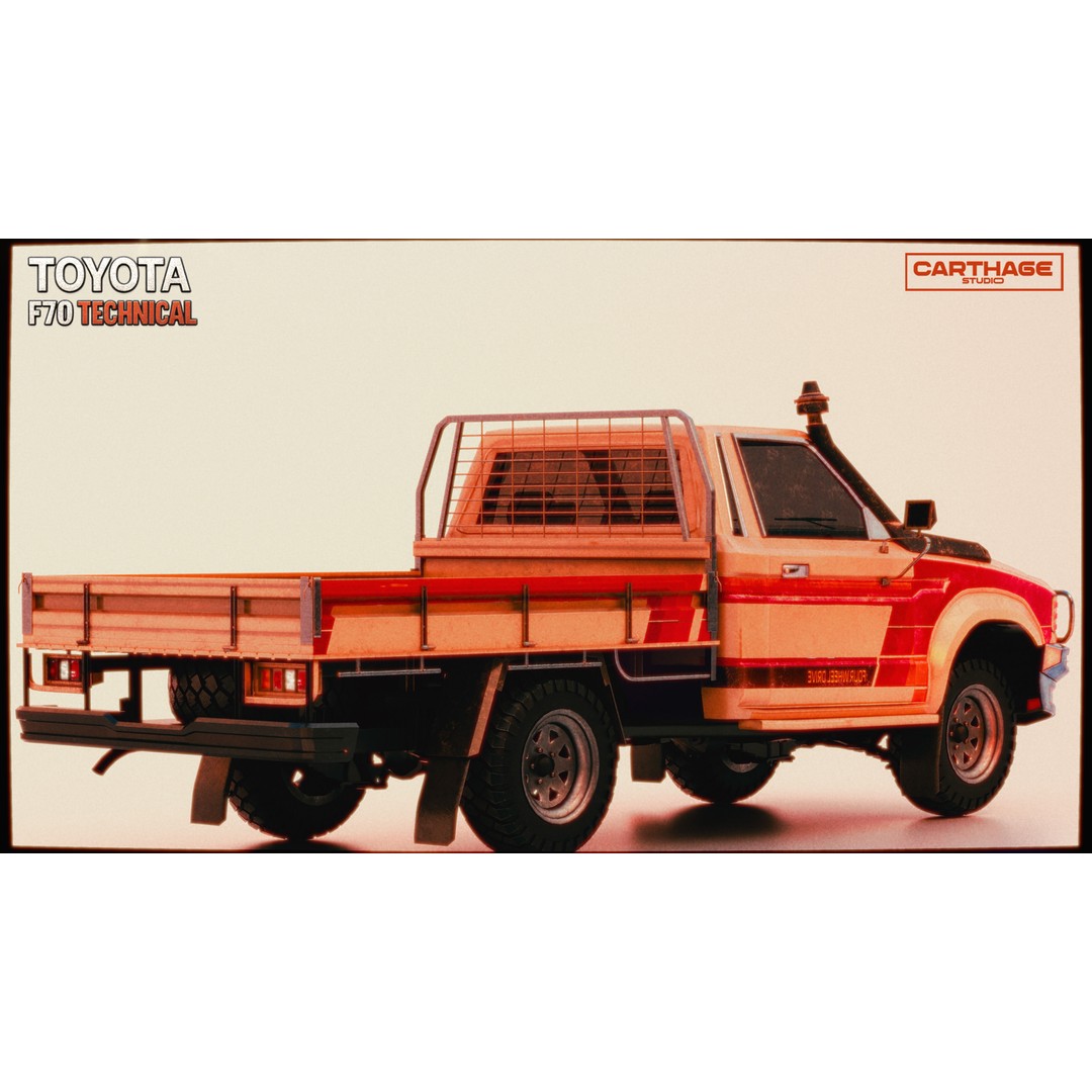 Toyota F70 Technical Pickup 3D Model – Low Poly Game Asset, FBX - View 20