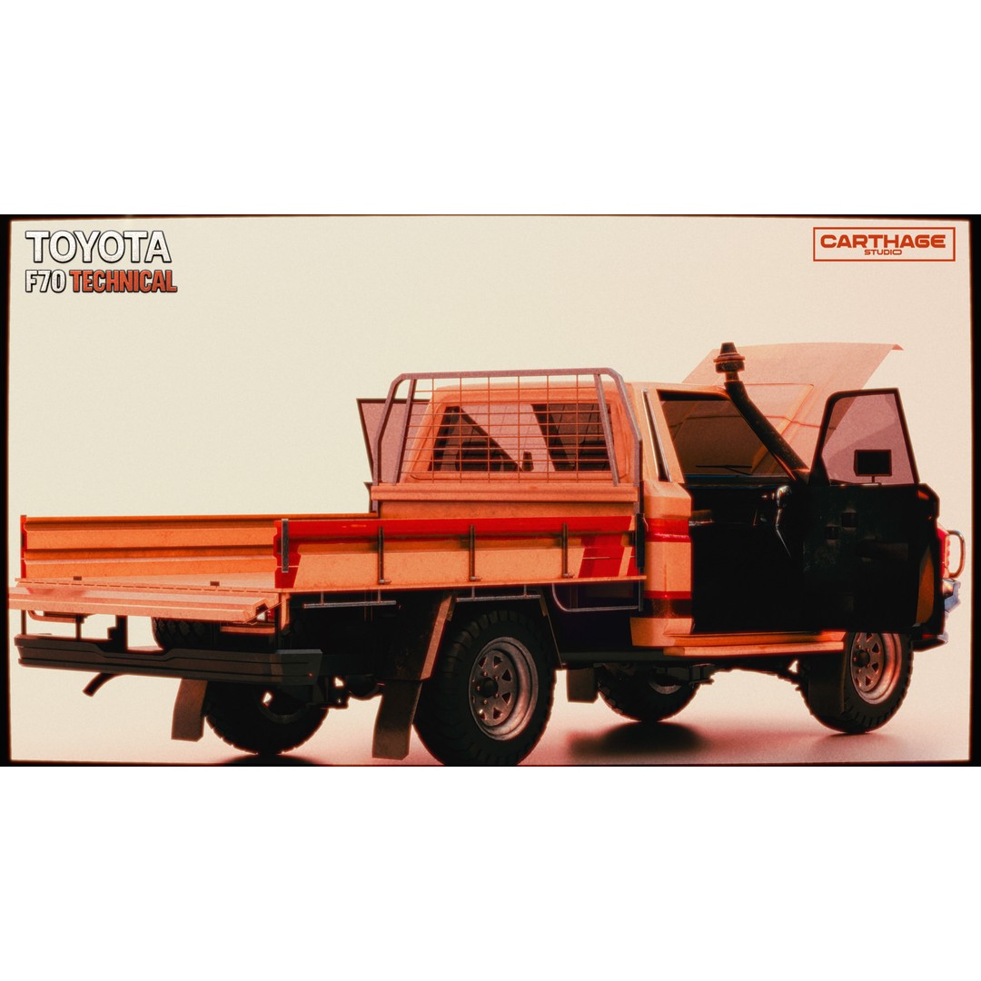 Toyota F70 Technical Pickup 3D Model – Low Poly Game Asset, FBX - View 21