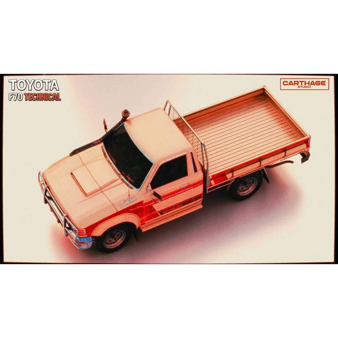 Toyota F70 Technical Pickup 3D Model – Low Poly Game Asset, FBX - View 22