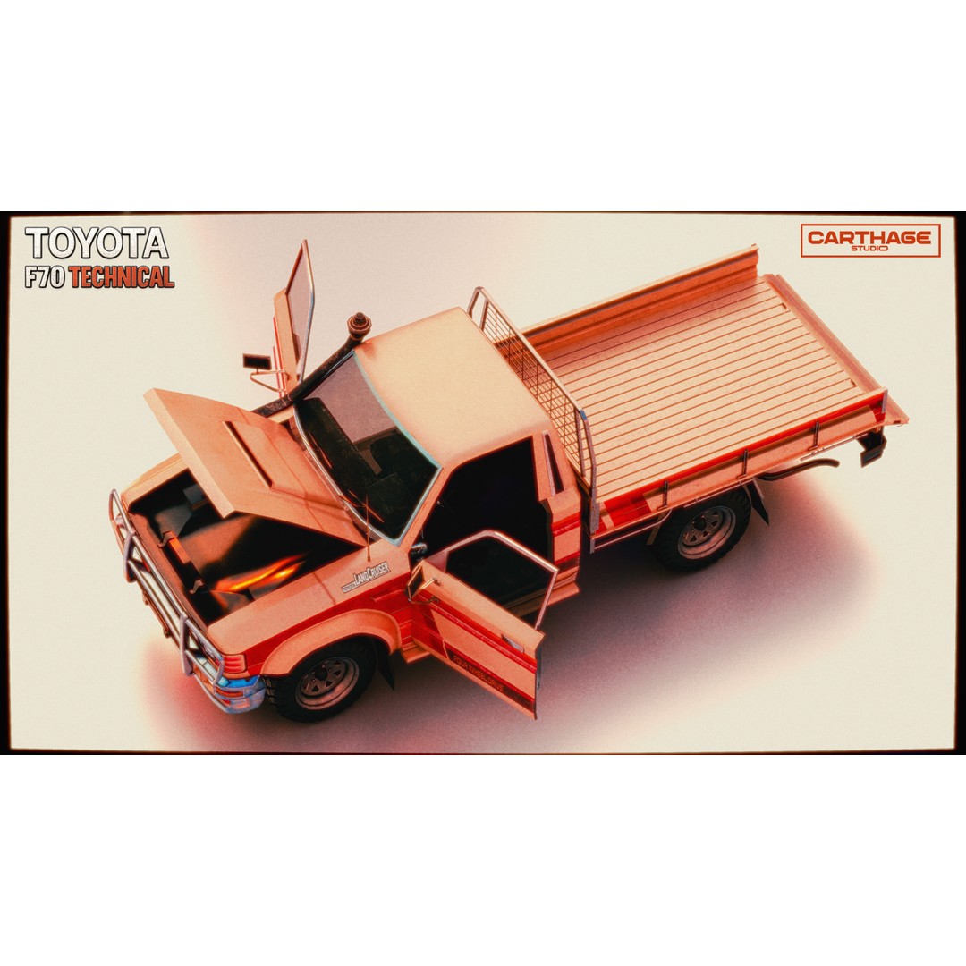 Toyota F70 Technical Pickup 3D Model – Low Poly Game Asset, FBX - View 23