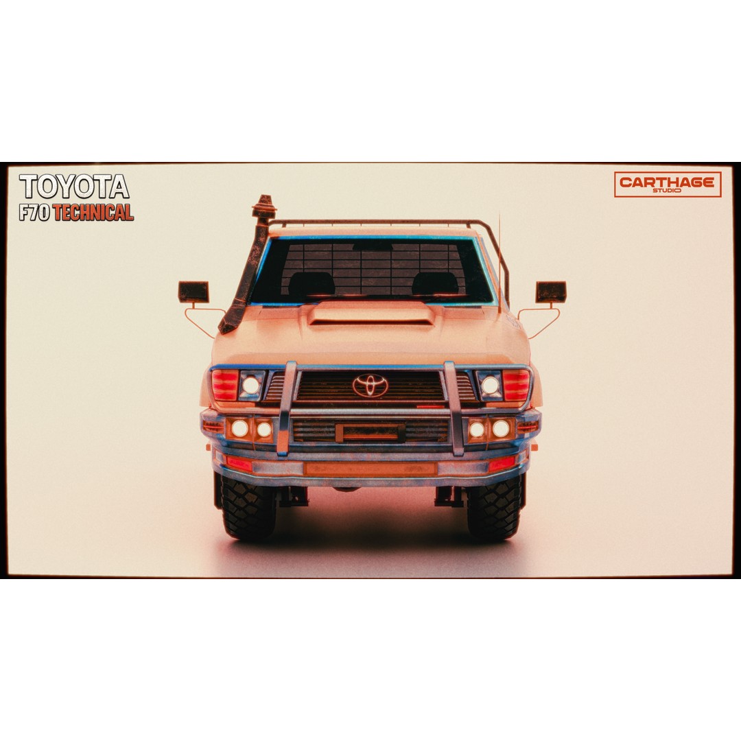 Toyota F70 Technical Pickup 3D Model – Low Poly Game Asset, FBX - View 26
