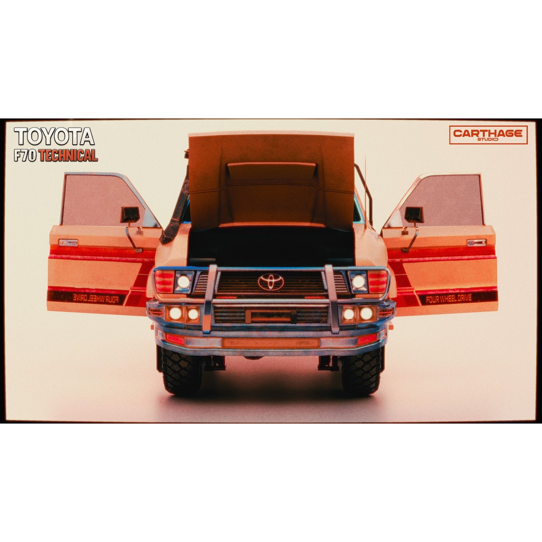 Toyota F70 Technical Pickup 3D Model – Low Poly Game Asset, FBX - View 27