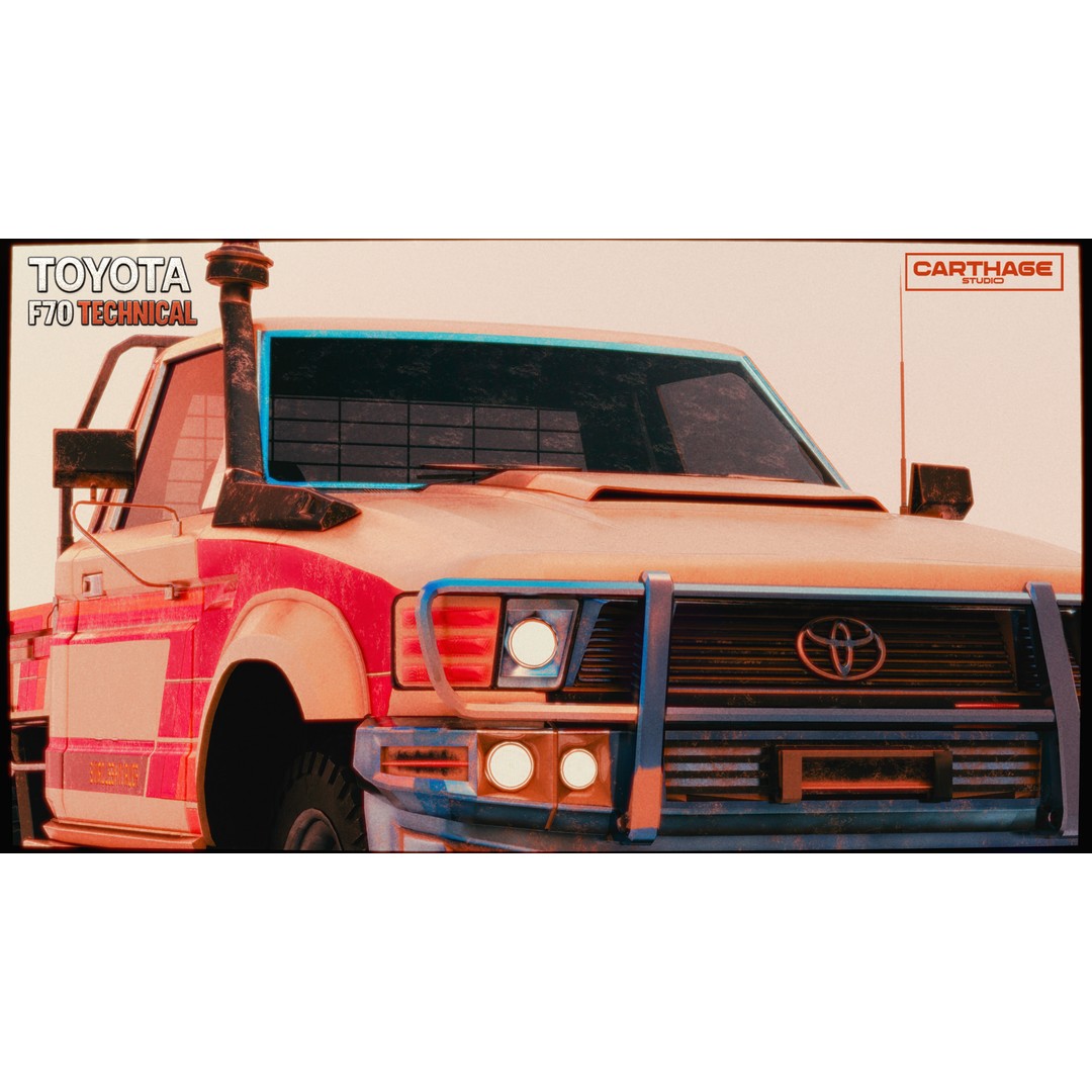 Toyota F70 Technical Pickup 3D Model – Low Poly Game Asset, FBX - View 28