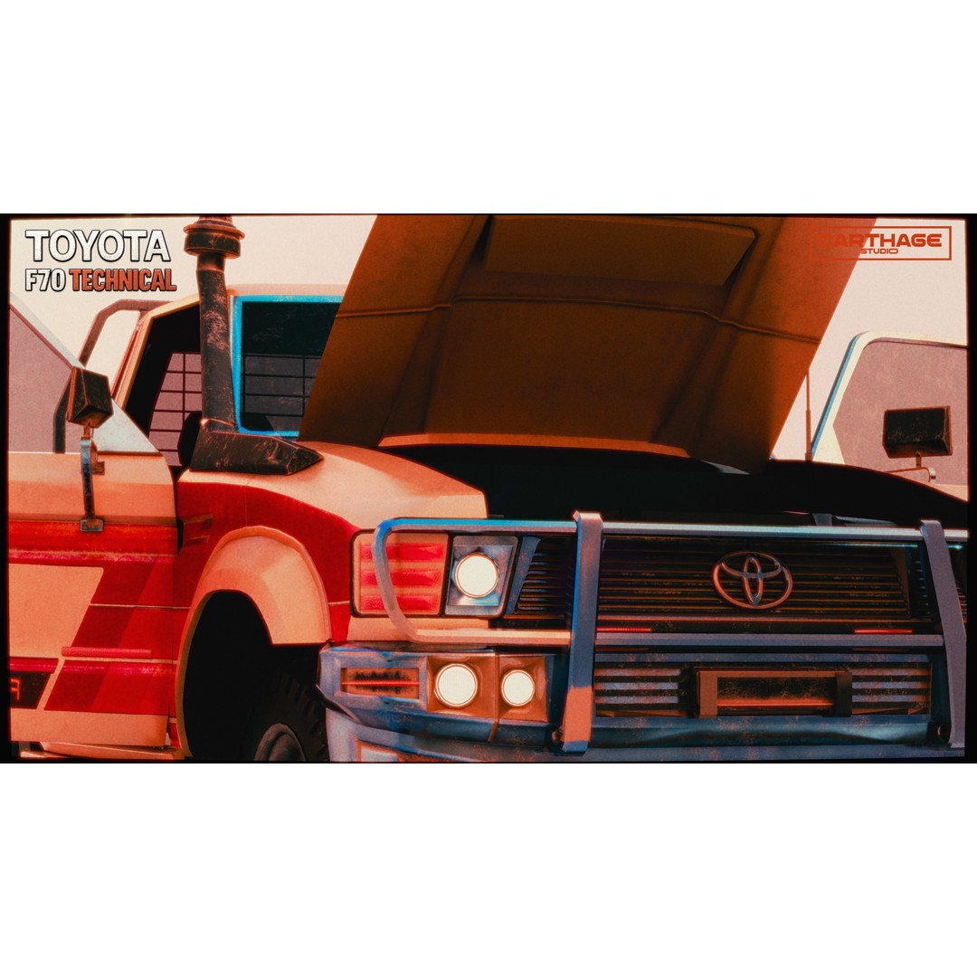 Toyota F70 Technical Pickup 3D Model – Low Poly Game Asset, FBX - View 29
