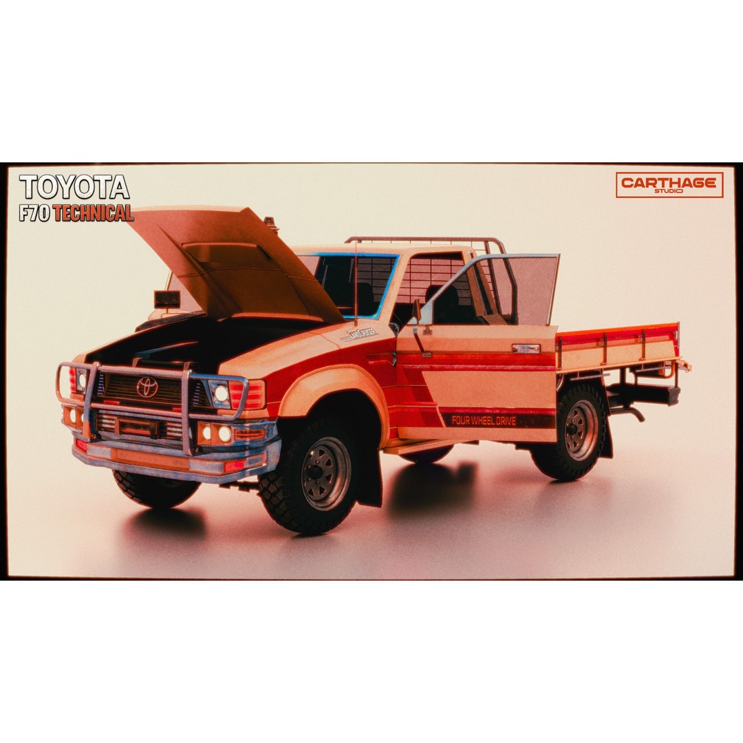 Toyota F70 Technical Pickup 3D Model – Low Poly Game Asset, FBX - View 3