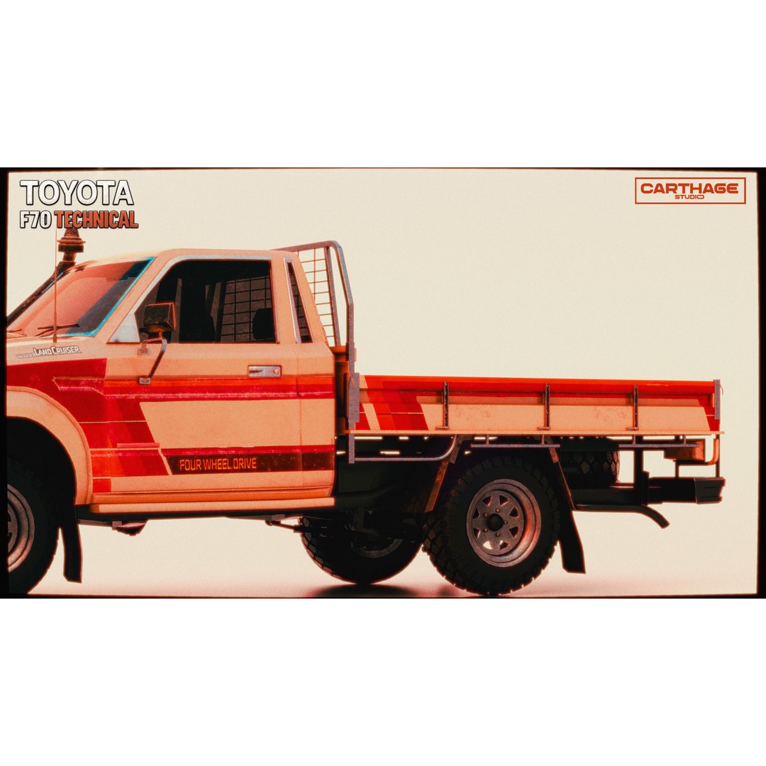 Toyota F70 Technical Pickup 3D Model – Low Poly Game Asset, FBX - View 34