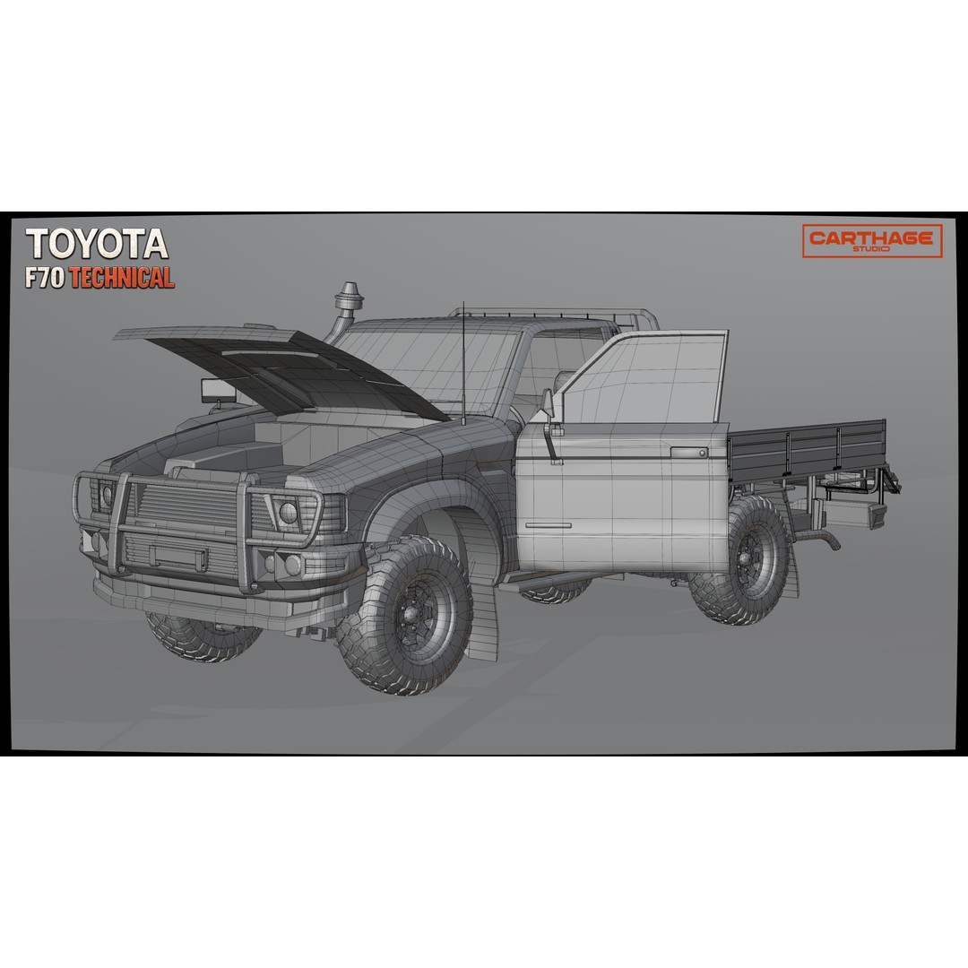 Toyota F70 Technical Pickup 3D Model – Low Poly Game Asset, FBX - View 39