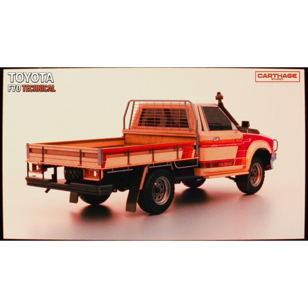 Toyota F70 Technical Pickup 3D Model – Low Poly Game Asset, FBX - View 4