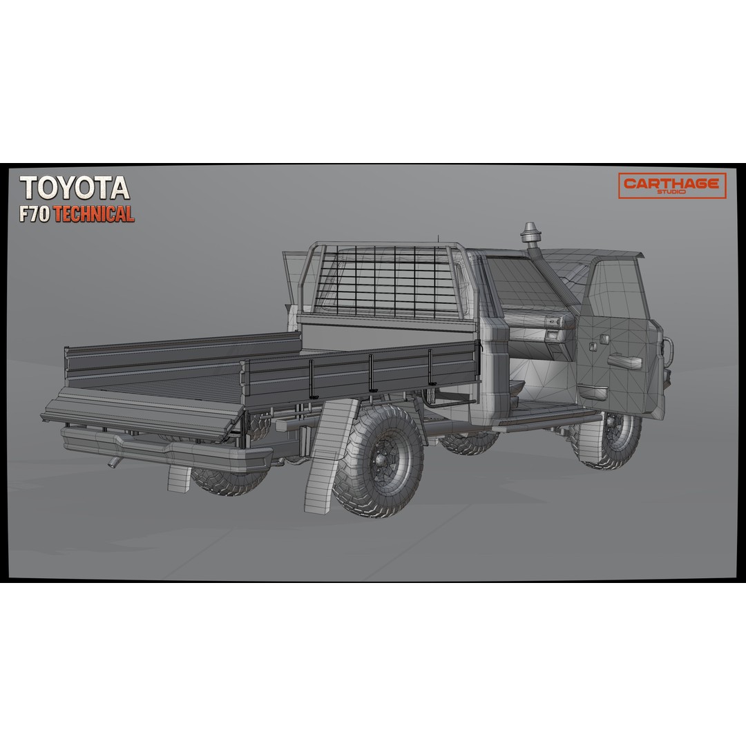 Toyota F70 Technical Pickup 3D Model – Low Poly Game Asset, FBX - View 40